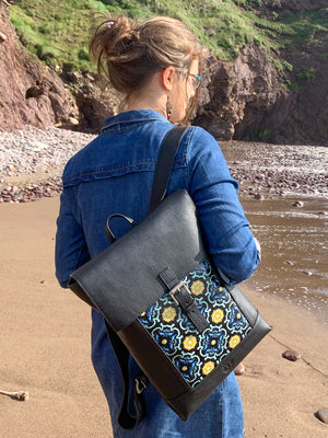 Limited edition leather backpack in black, made in Ireland