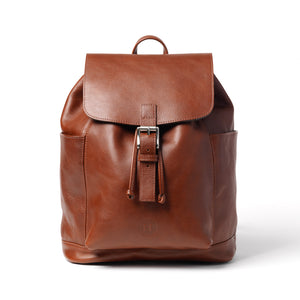 Chestnut  Leather Large Drawstring Duffel Backpack. Made in Ireland