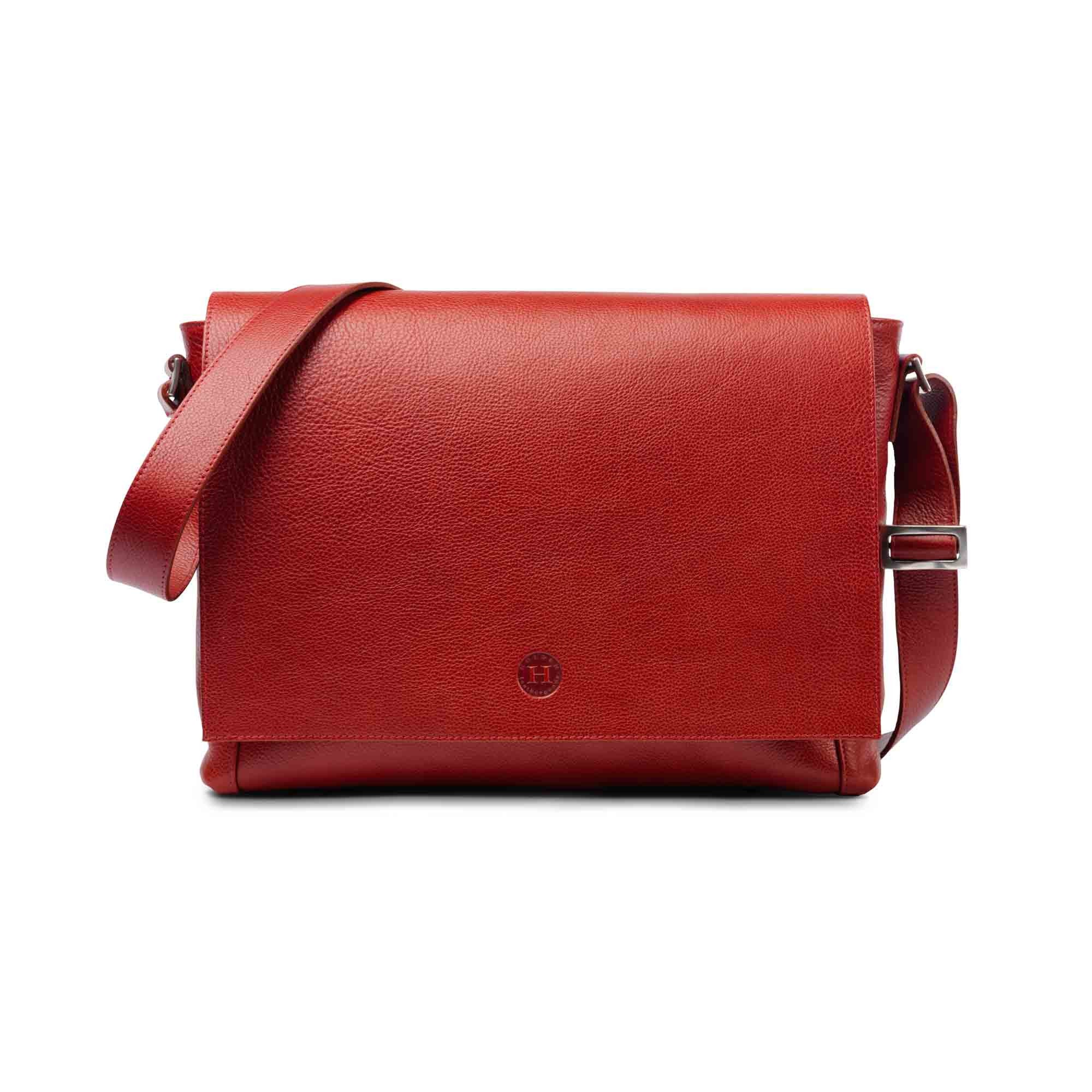 Holden Leather Laptop Messenger Bag Red - Holden Leathergoods, leather bags handmade in Ireland - 1