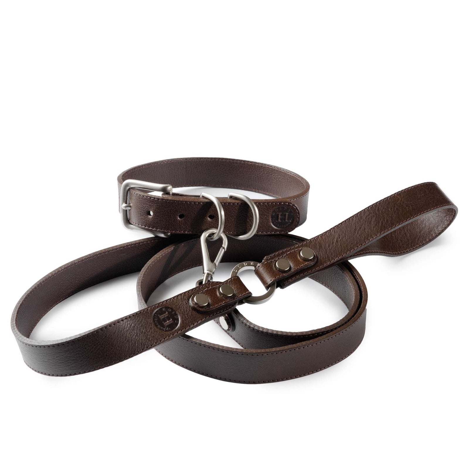 Holden Large Dog Collar & Lead - Dark Brown