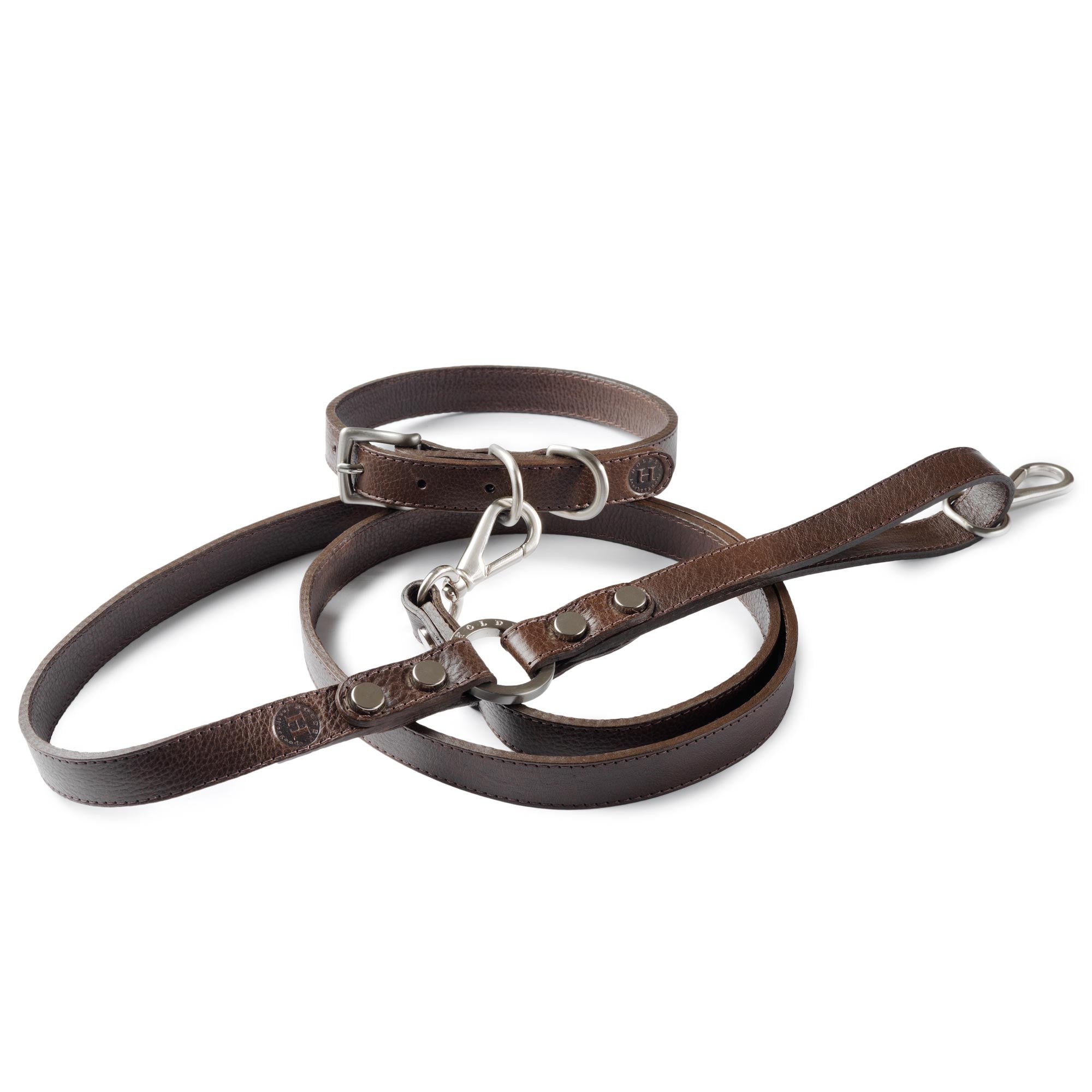 Holden Medium Dog Collar & Lead - Dark Brown