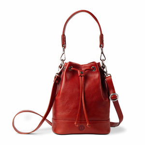 Orla Leather Drawstring Bag Red - Holden Leathergoods, leather bags handmade in Ireland