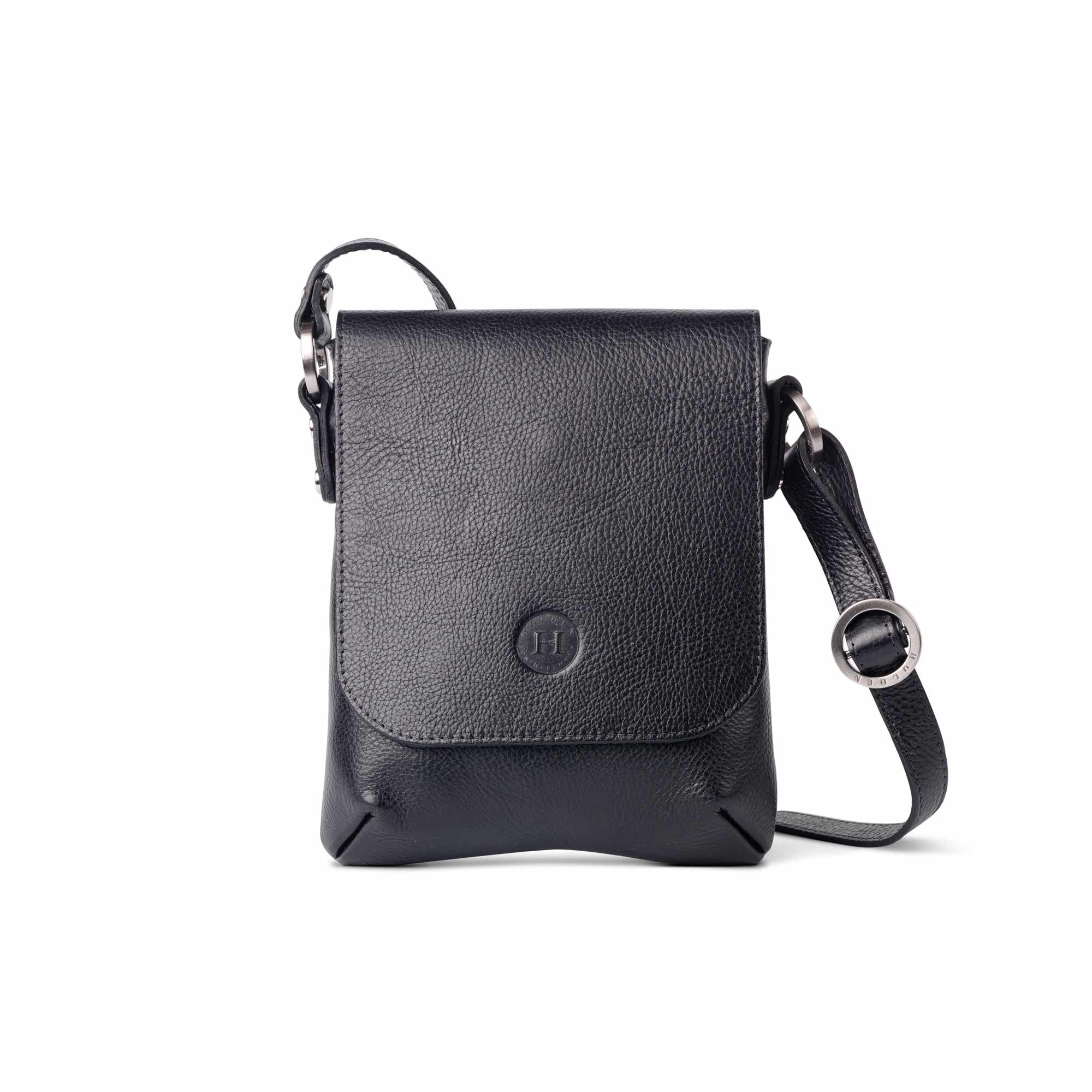 Eithne Medium Leather Crossover Bag Black - Holden Leathergoods, leather bags handmade in Ireland
