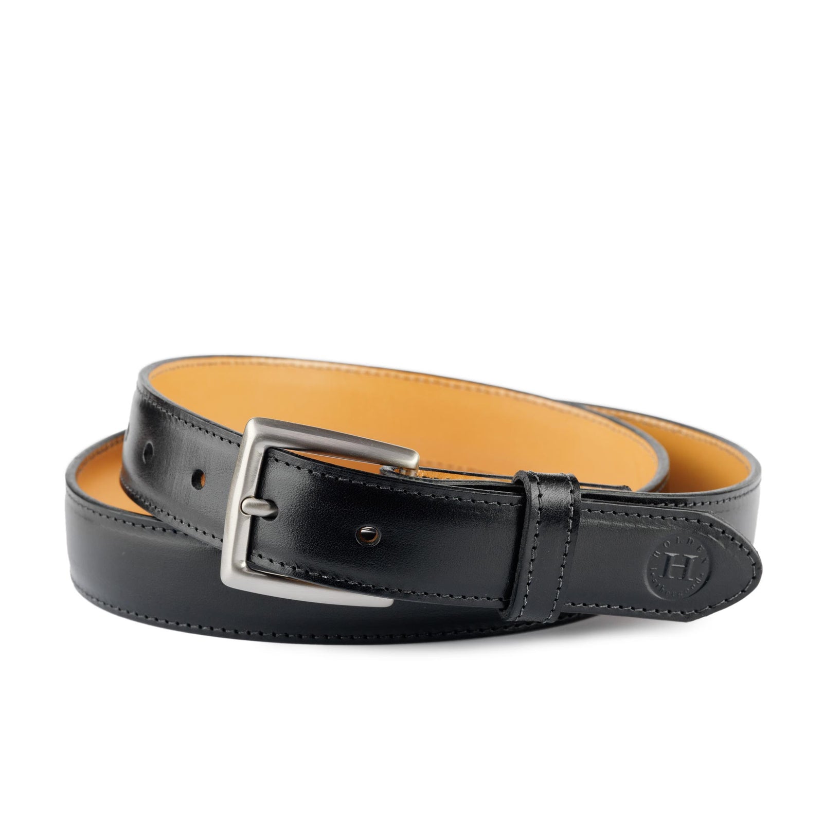 Holden Leather Dress Belt DB2 Black - Holden Leathergoods, leather bags handmade in Ireland
