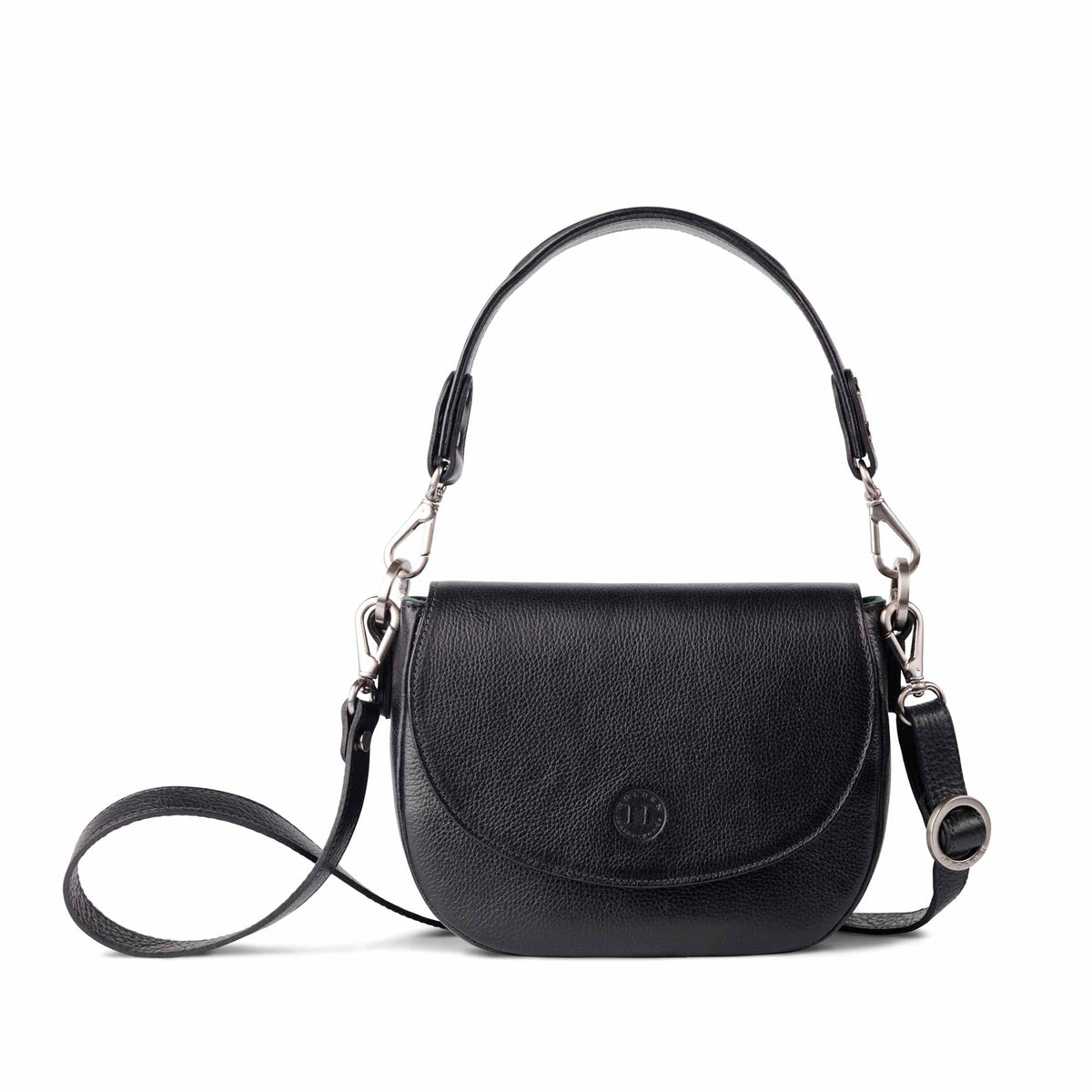 Roisín Medium Leather Saddle Bag Black - Holden Leathergoods, leather bags handmade in Ireland