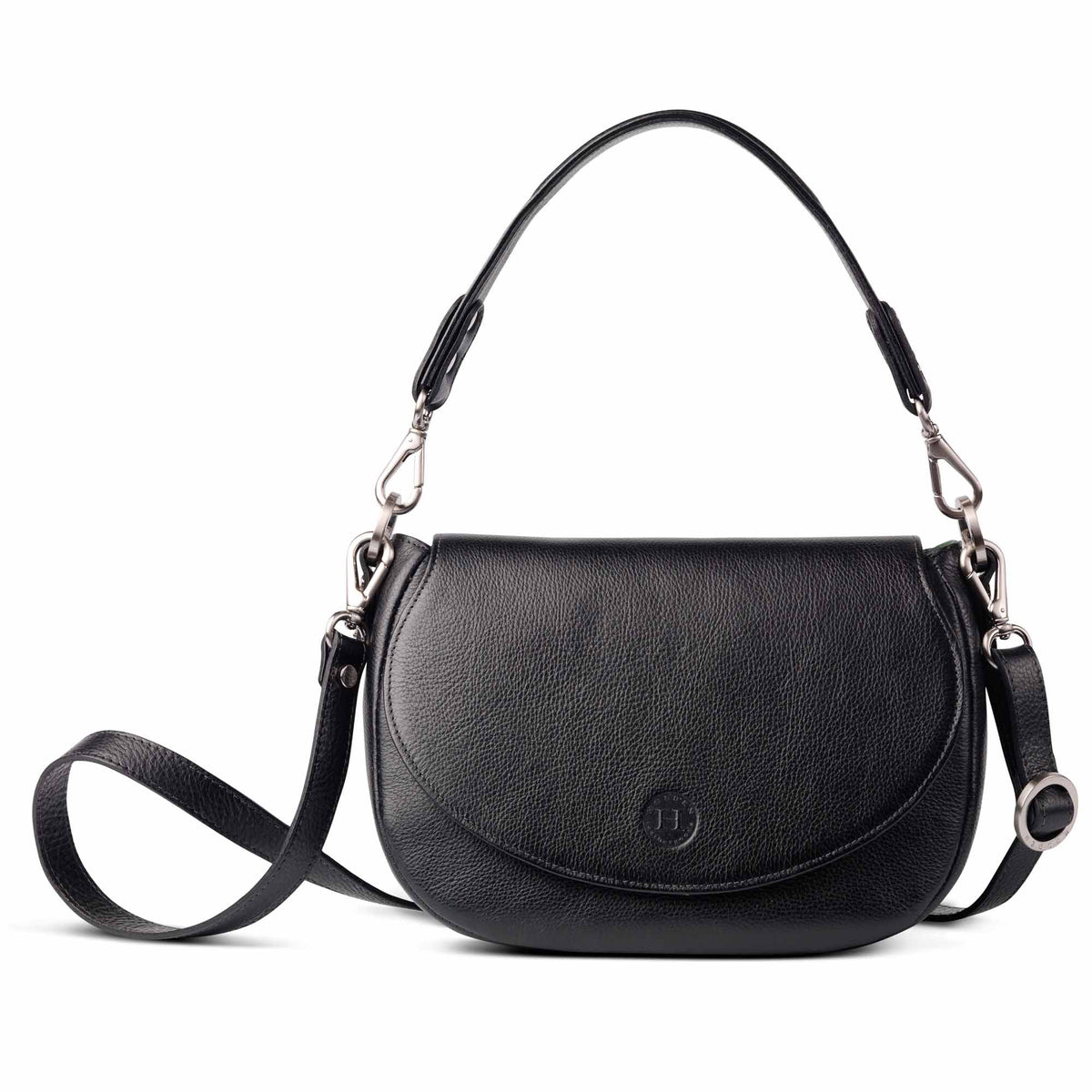 Roisin Leather Saddle Bag Black - Holden Leathergoods, leather bags handmade in Ireland