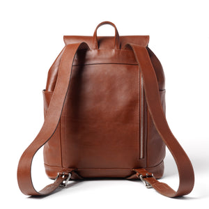 Chestnut  Leather Large Drawstring Duffel Backpack. Made in Ireland