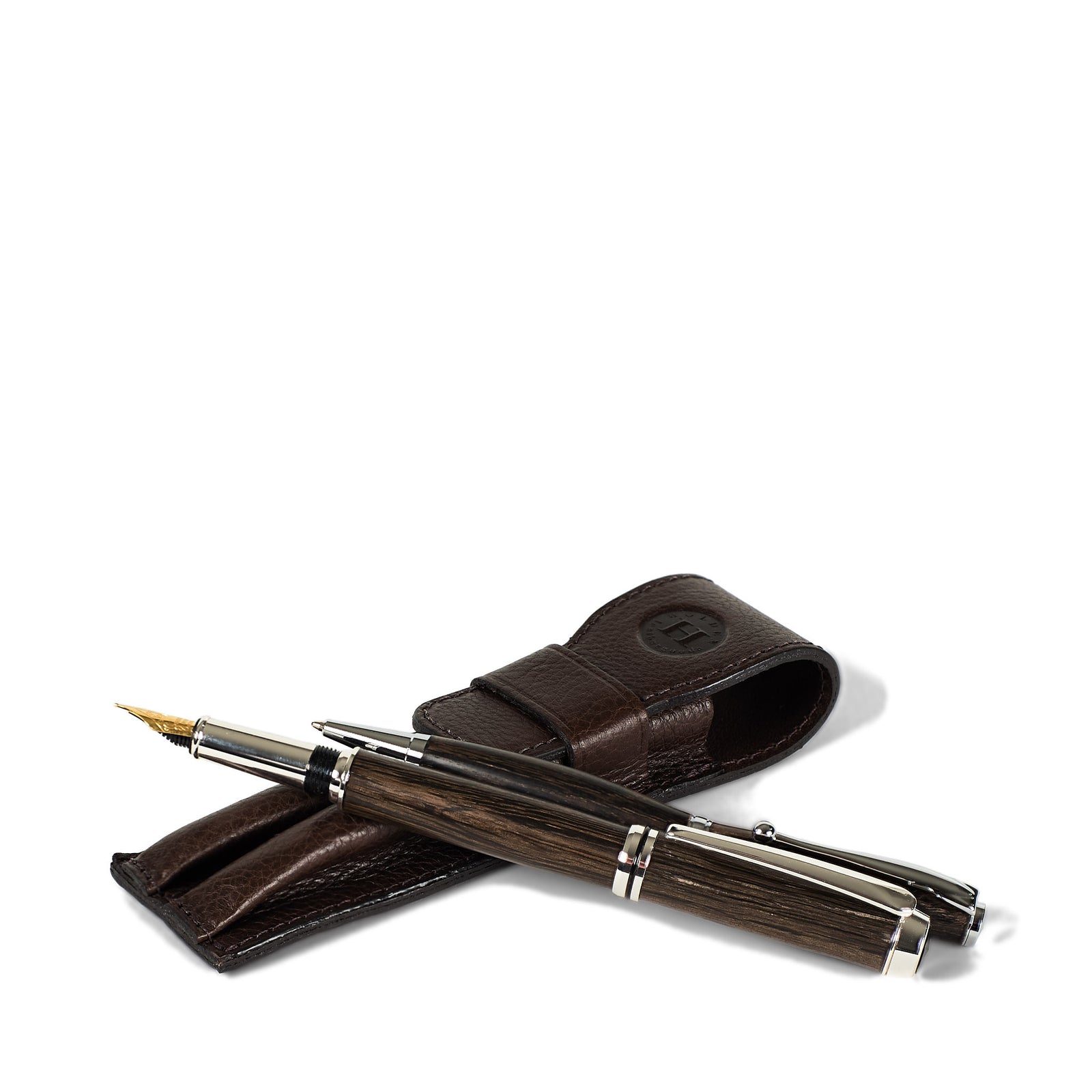 Holden 2-Pen Holder & Pen Set - Dark Brown