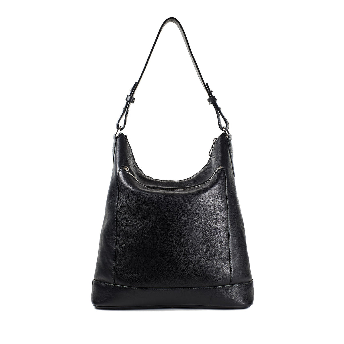 Large black shoulder bag with 2025 zip