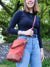 Rust suede leather crossbody bag for women, made in Ireland.