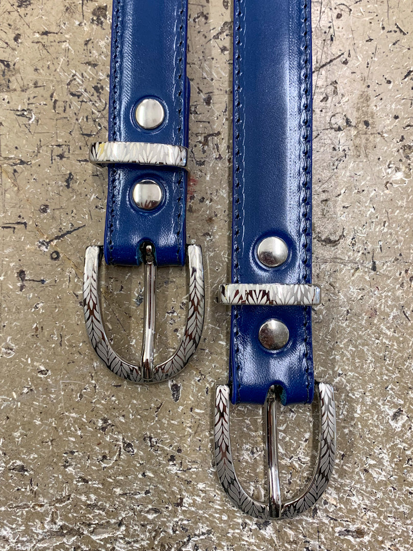 Leather Studded Blue Belts for Men for sale