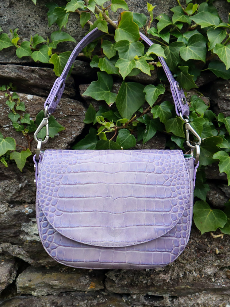 Lavender leather online bag