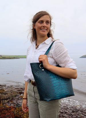 Limited edition leather tote handbag for women. Made in Ireland