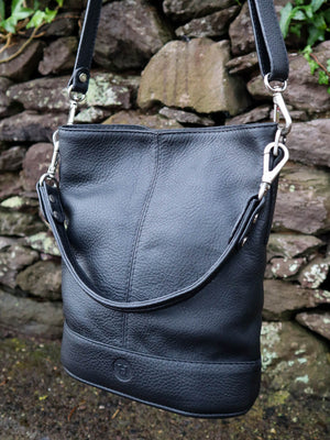 Black Crossbody Leather Bag for Women. Made in Ireland