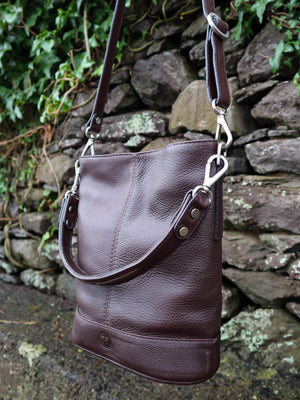 Dark Brown Crossbody Leather Bag for Women. Made in Ireland
